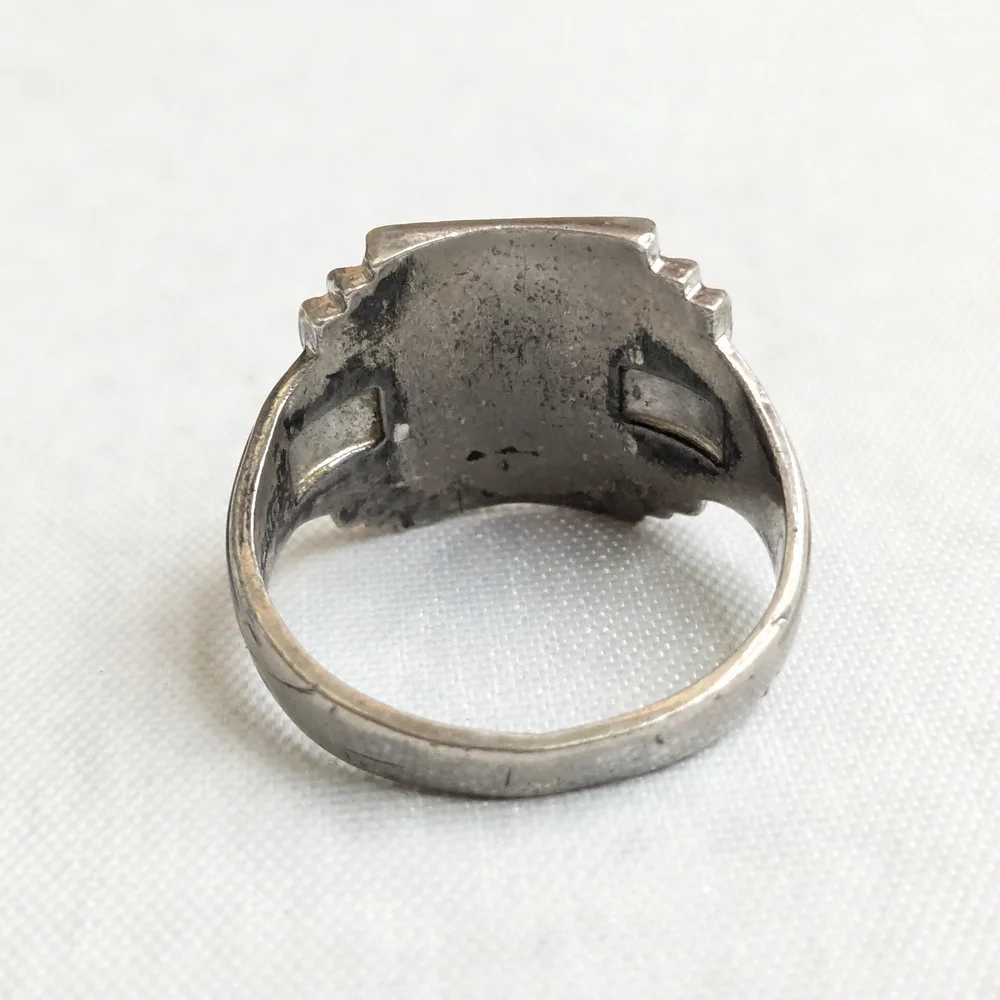 Vintage Sterling Silver Signet Ring Size 11.25 Rectangle Monogramed Antique